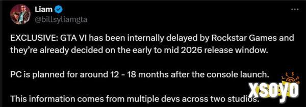 网传《GTA6》内部跳票到2026年 PC版可能要等到2027年