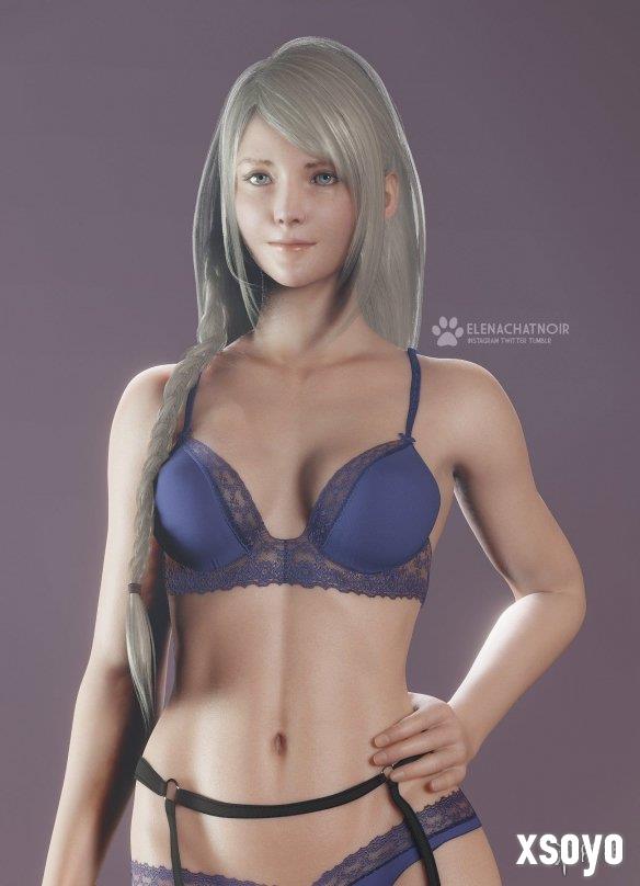 大神自制《FF16》吉尔同人渲染图：蓝色内衣 性感十足
