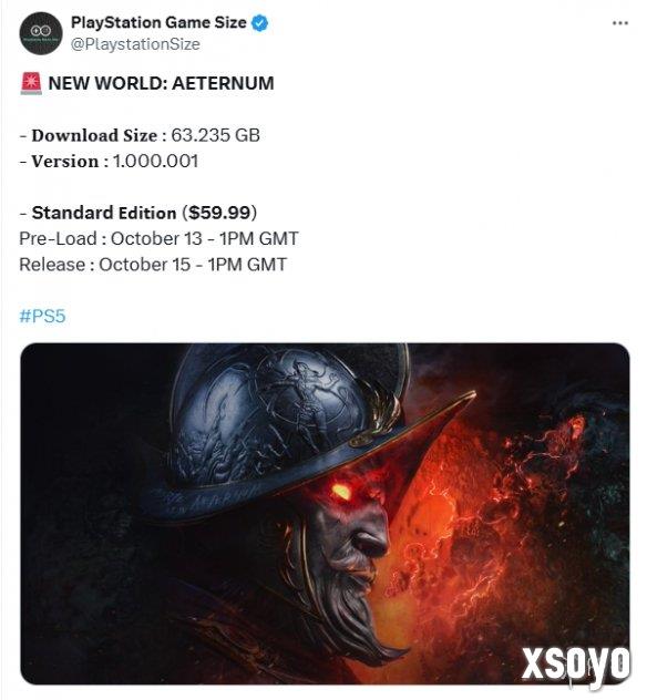 PS5版《新世界：Aeternum》容量曝光！10.13开启预载