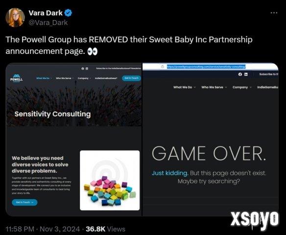 知名游戏咨询巨头Powell Group终止与Sweet Baby合作
