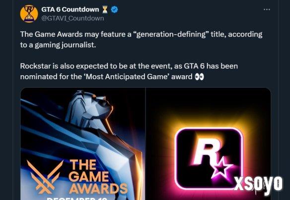 网传TGA将有“定义世代”游戏亮相 难道是《GTA6》？