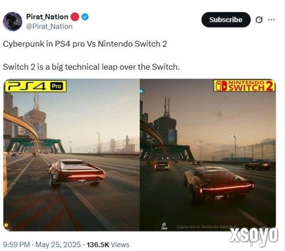 博主对比《2077》PS4 Pro版和Switch2版：质的飞跃！
