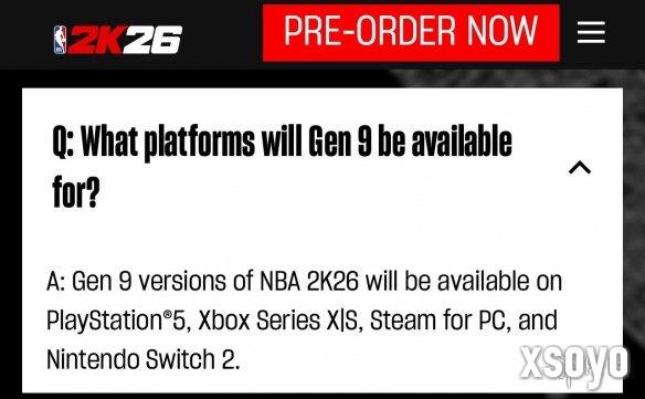 《NBA 2K26》Switch2版是次世代版！各平台表现一致