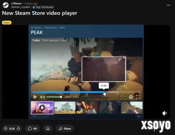 Steam全新视频播放器意外泄露：现代化界面 运行顺畅