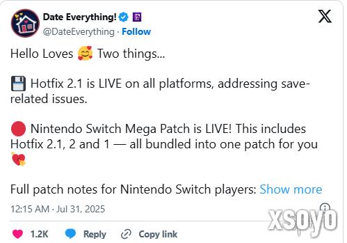 Switch喜迎超级补丁！《约会模拟器》发布关键更新
