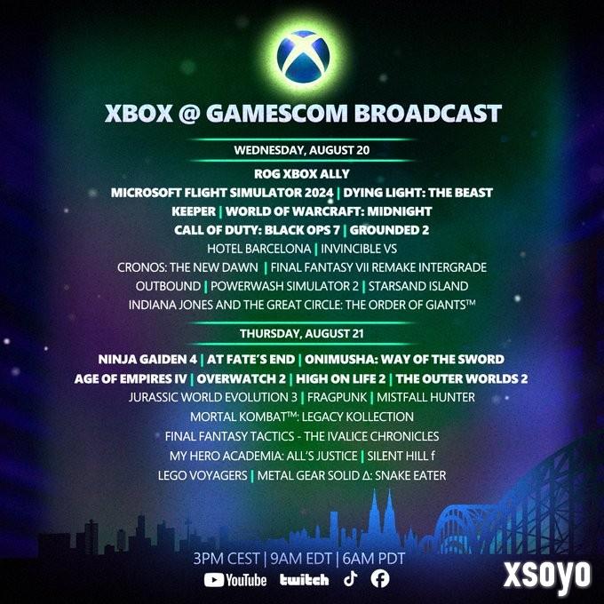 Xbox公布科隆游戏展2025完整阵容 两日发布会大作云集！