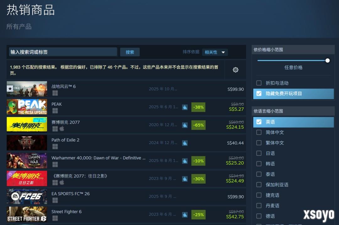 Steam热销商品：发售快5年的《赛博朋克2077》又上榜了