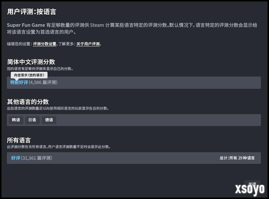 同一游戏 两个评分！Steam更新基于语言显示评测分数