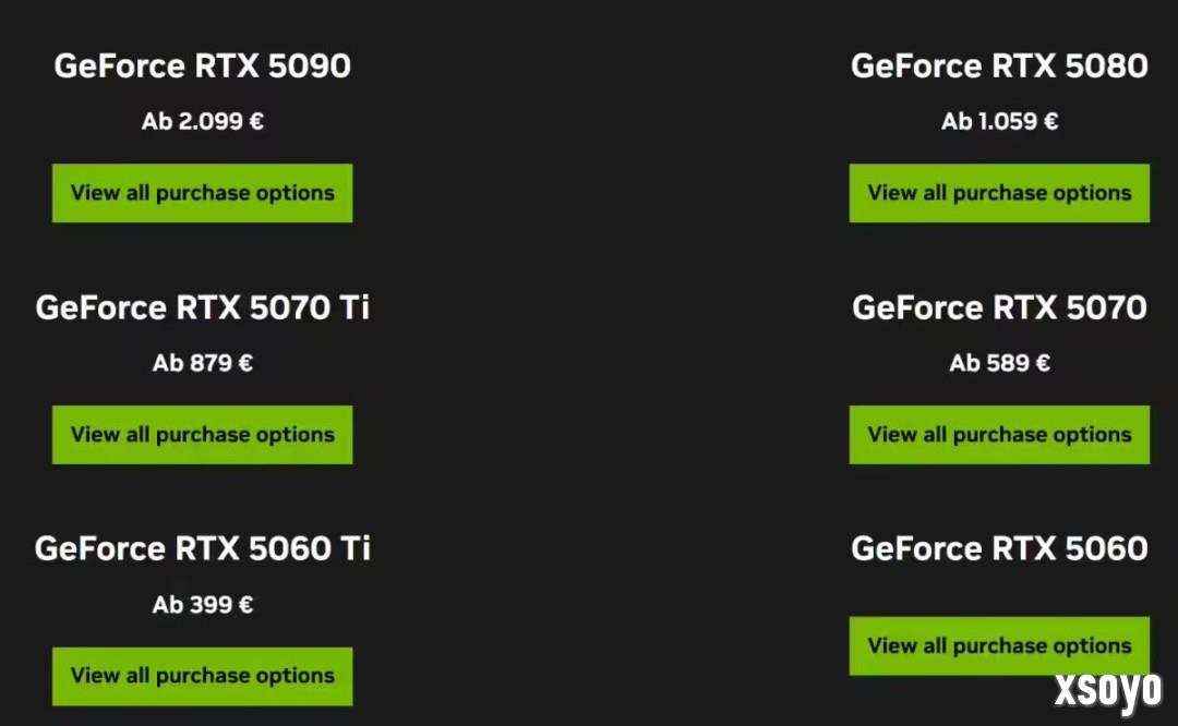 英伟达RTX 50系列显卡在欧洲降价 接近10%！