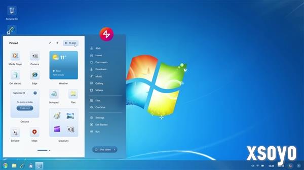 Windows12.2概念设计曝光：全新开始菜单 支持Windows7主题