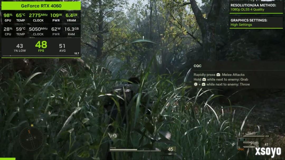 《合金装备3：重制版》RTX 4060测试 带不动1080P最高画质