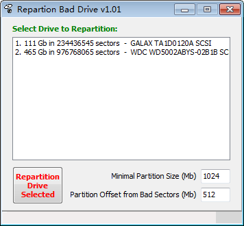 Repartion Bad DriveV1.01