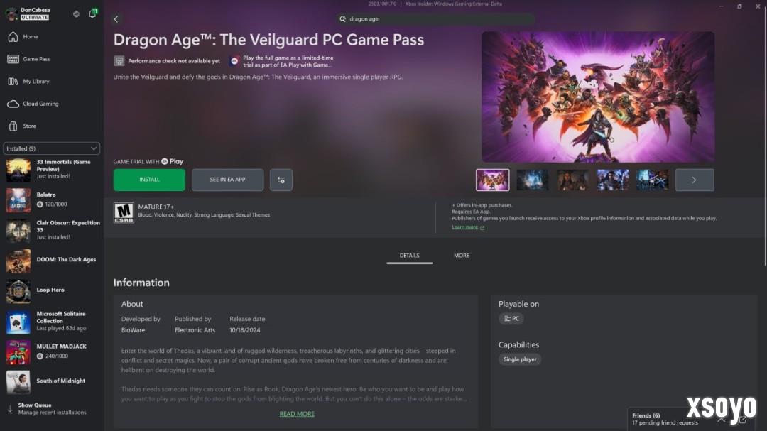 《龙腾世纪：影障守护者》现已上线Game Pass