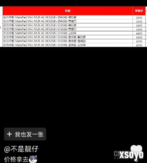 iPad mini对比完败！华为MatePad Mini明天发布 价格曝光 或3999元起