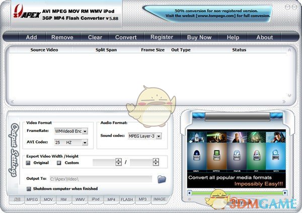 Apex MPEG RM WMV iPod 3GP MP4 Flash最新版