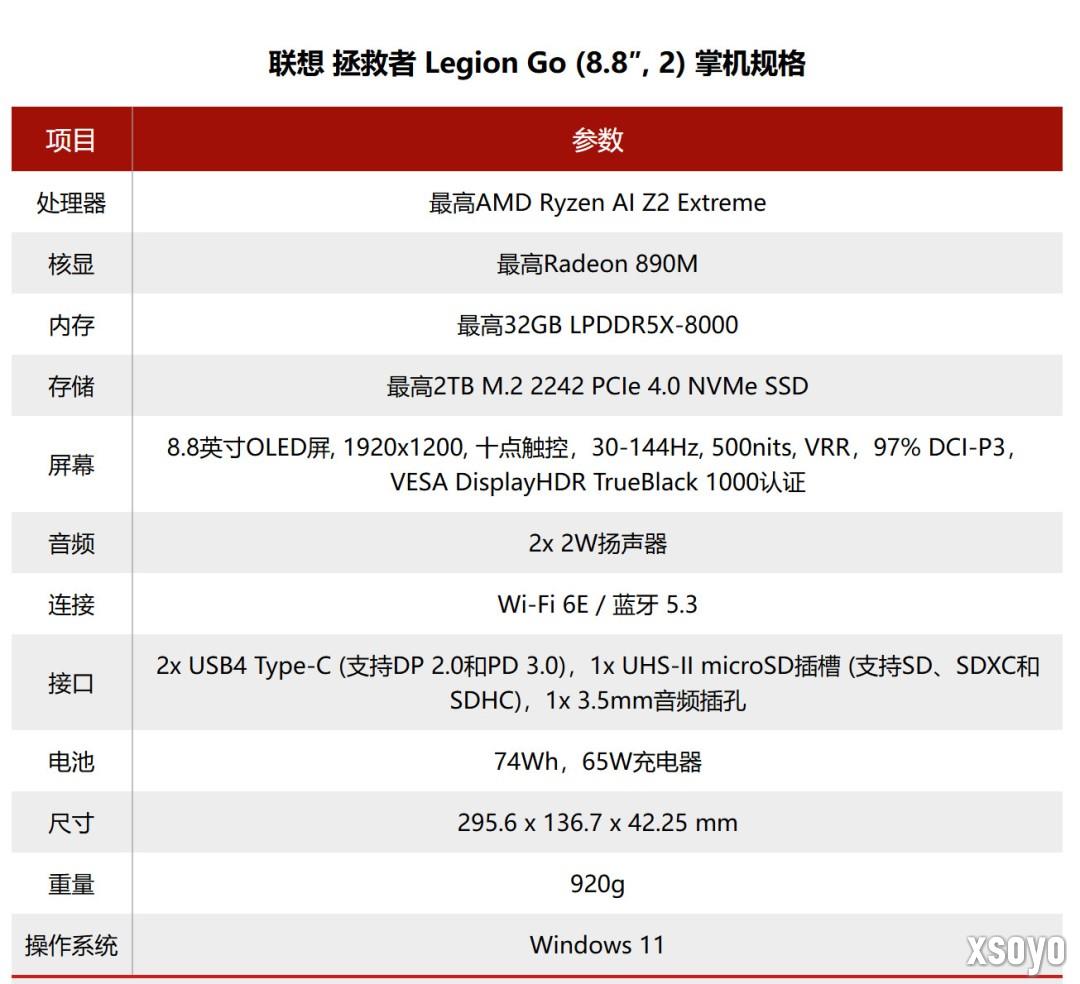 联想发布第二代Legion Go掌机 8.8英寸OLED触摸屏