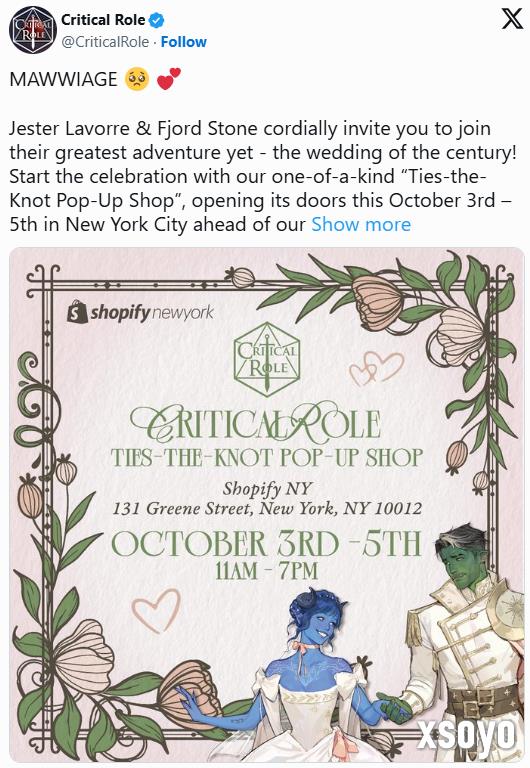 《Critical Role》杰斯特与福德婚礼专场登陆北美