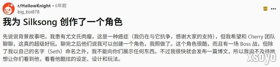 另一种方式的“永生”！《空洞骑士》已故粉丝在《丝之歌》里化为永恒