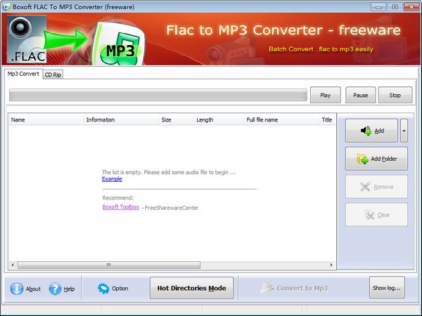 Boxoft free Flac to MP3 Converter