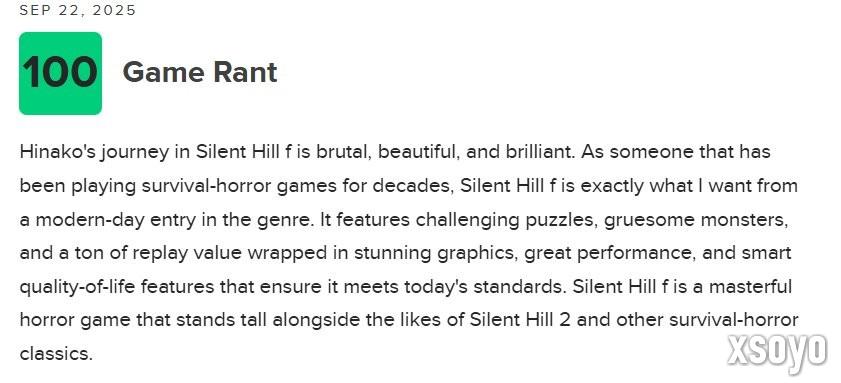  M站评分86！ 《寂静岭f》媒体评分解禁