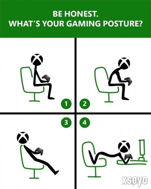 坐直不如躺平! Xbox玩家坐姿投票：奇葩姿势得票超正坐