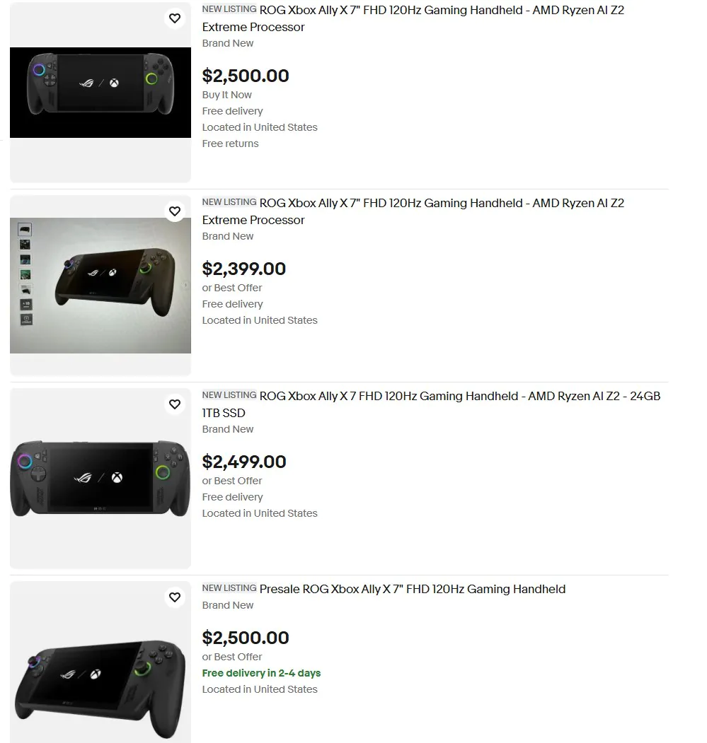 华硕Xbox掌机预售秒罄 国外黄牛囤货涨价幅度翻倍！