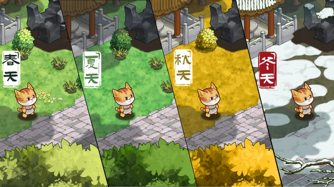 和宫喵家族一起畅游故宫，放置收集游戏《喵喵宫廷》Steam商店页面公开。