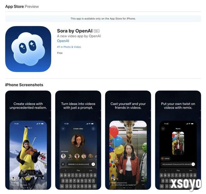 OpenAI“限量版”Sora爆火 上线四天拿下美国苹果App榜首