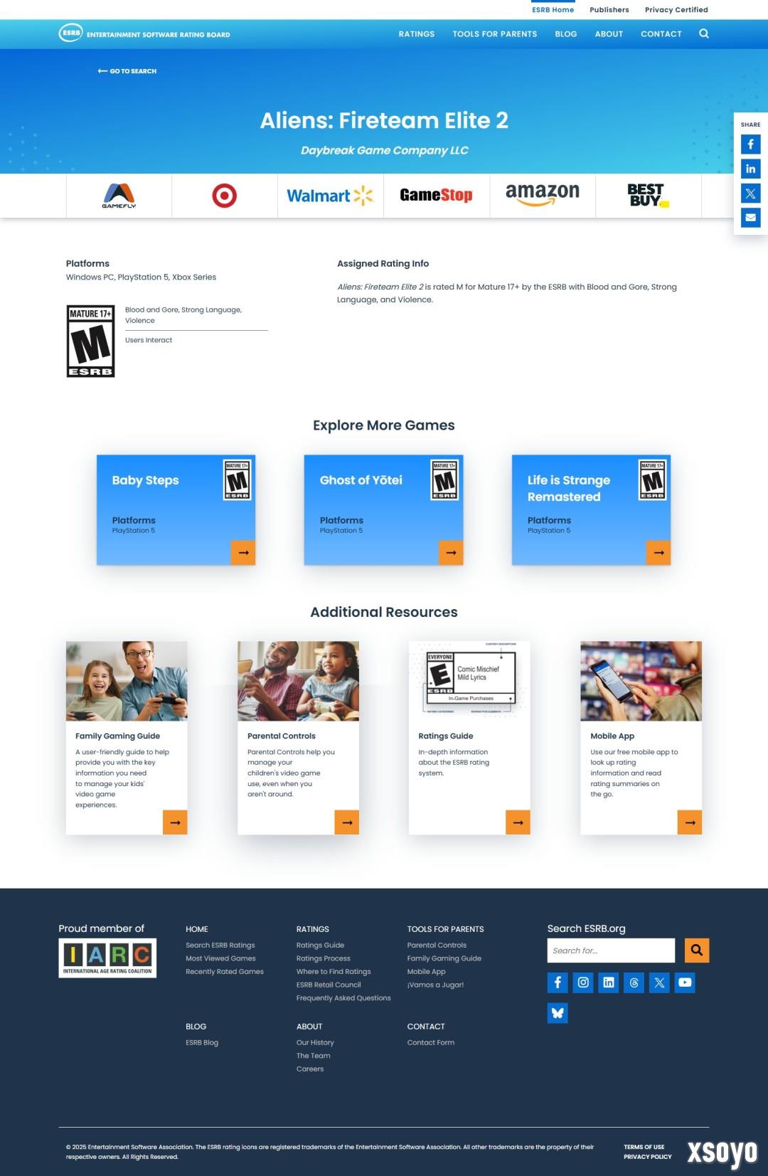 《异形：火力小队2》泄露 已完成ESRB评级、今年发售