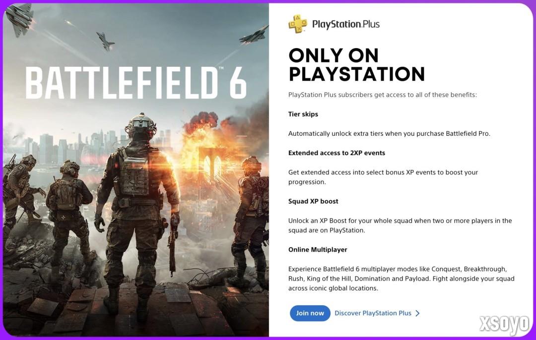 《战地6》PS5玩家每局比赛将比Xbox玩家多获得5%经验