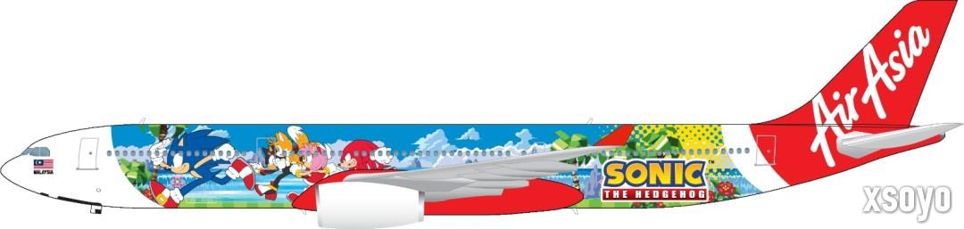 亚航“刺猬索尼克”主题特别涂装 《索尼克赛车 交叉世界》元素登场