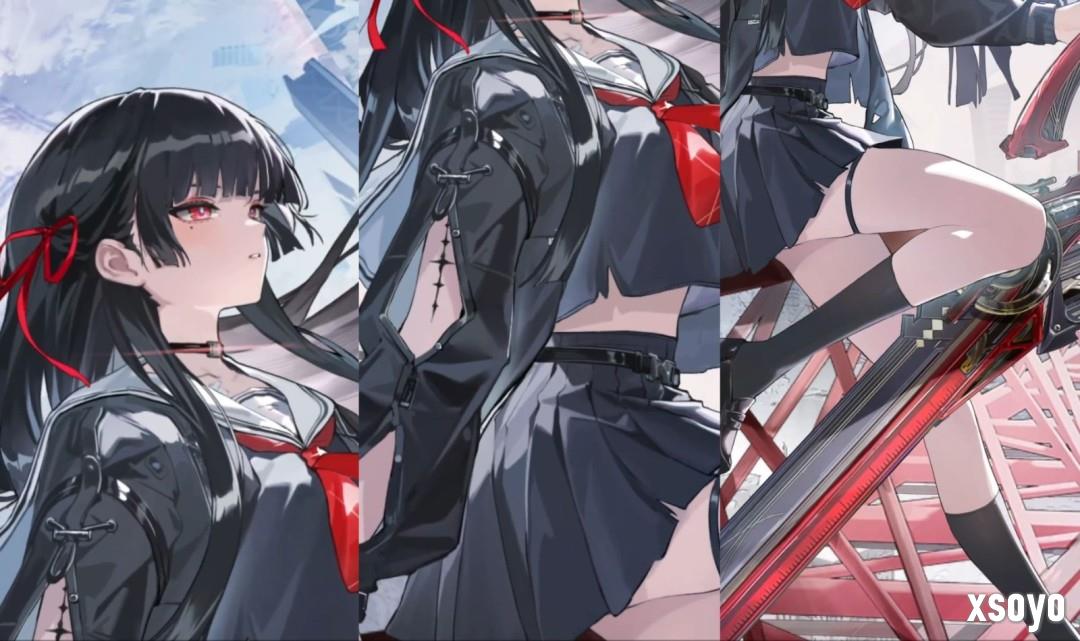 《鸣潮》新共鸣者千咲立绘图 黑长直JK少女