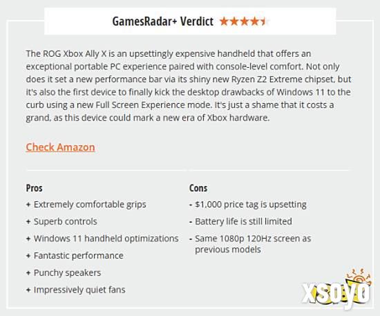 ROG Xbox Ally X媒体评分:Gamesradar给予9分盛赞
