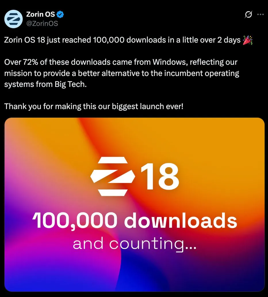 Win用户转向Linux?新系统72%下载量来自微软!