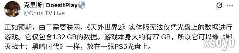 “钥匙”盘？  曝《天外世界2》PS5光盘实体版仅1.32GB
