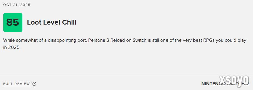 《女神异闻录3:Reload》NS2版79分:表现惊艳 必玩之作!