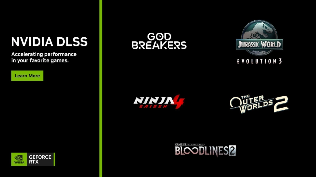 《天外世界 2》、《吸血鬼:避世血族2》和《侏罗纪世界:进化3》支持DLSS4