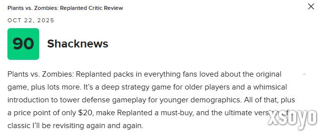 《植物大战僵尸:重植版》M站均分76分:必入手之作!