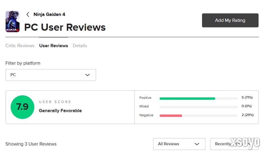 《忍者龙剑传4》M站玩家评分8.4分:音乐超赞 战斗太爽!