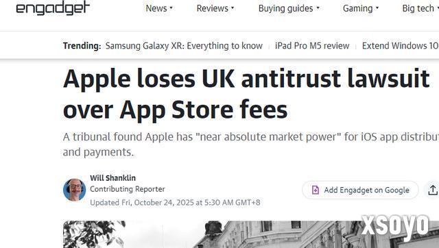 苹果输掉官司 在英国或面临15亿英镑天价赔偿