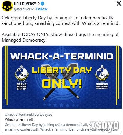 《绝地潜兵2》自由日庆典开启!4000万击杀解锁披风