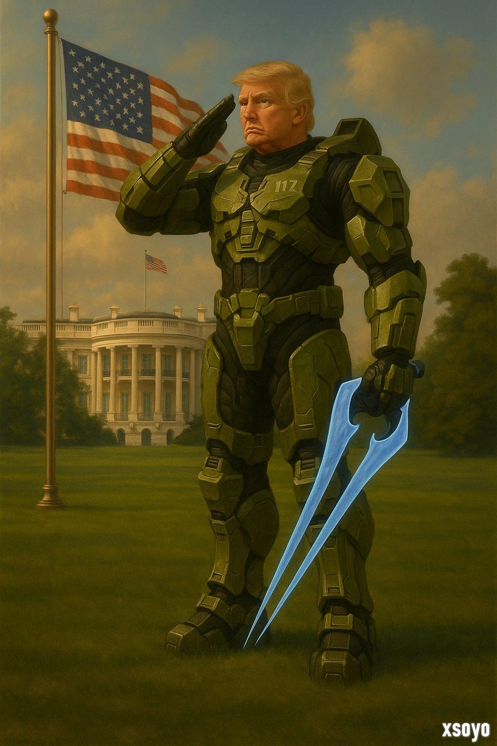 特朗普化身士官长 白宫发AI图庆祝《光环》上PS