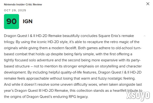 《勇者斗恶龙1&2 HD-2D重制版》M站均分86分：对原作的真挚致敬！