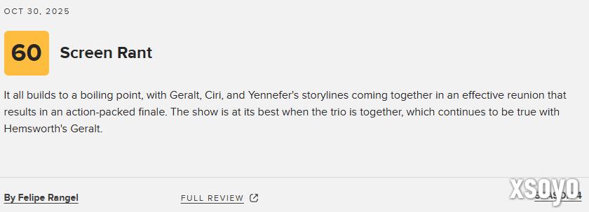 《猎魔人》第四季M站均分60分：剧集基调极度失衡！