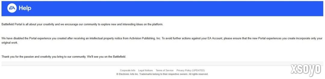 删了也警告? 《战地6》自制COD地图创作者再收侵权通知