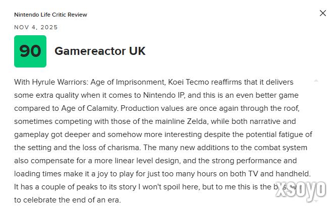 《塞尔达无双：封印战纪》M站79分：登顶无双游戏巅峰！