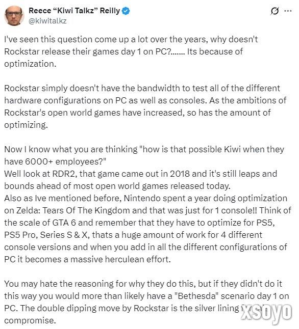 曝《GTA6》首发不登陆PC 是因为优化问题难搞