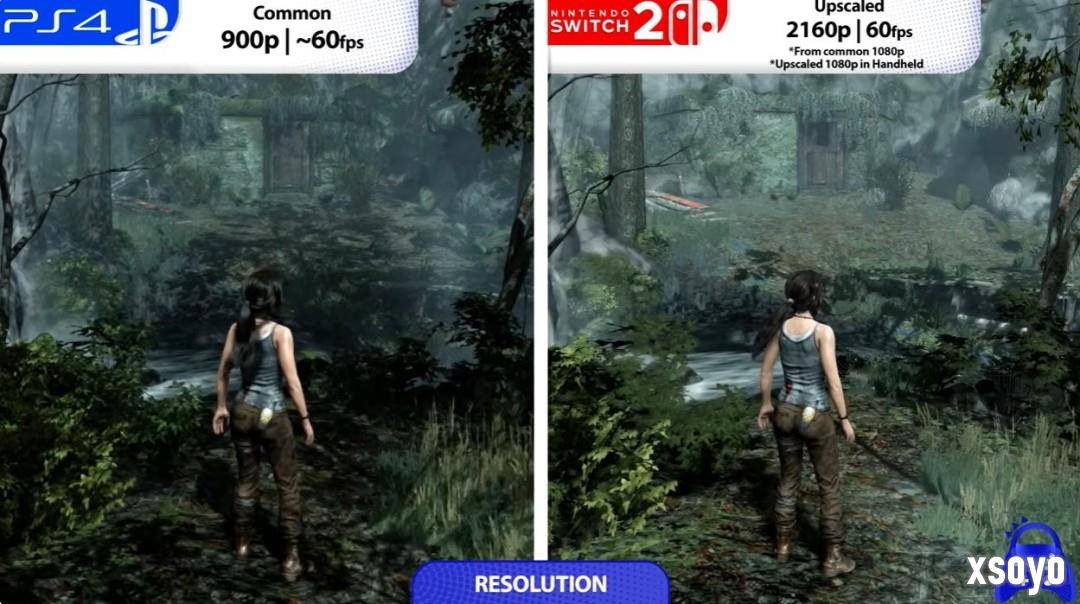 略逊一筹！ 《古墓丽影：终极版》Switch版与PS4版画面性能对比