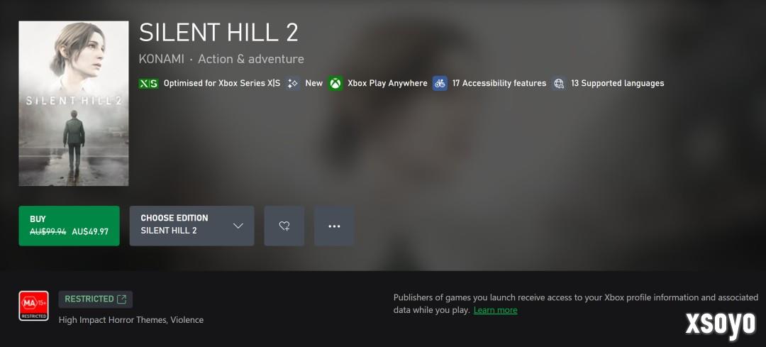 《寂静岭2：重制版》现已登陆Xbox 首发半价特惠