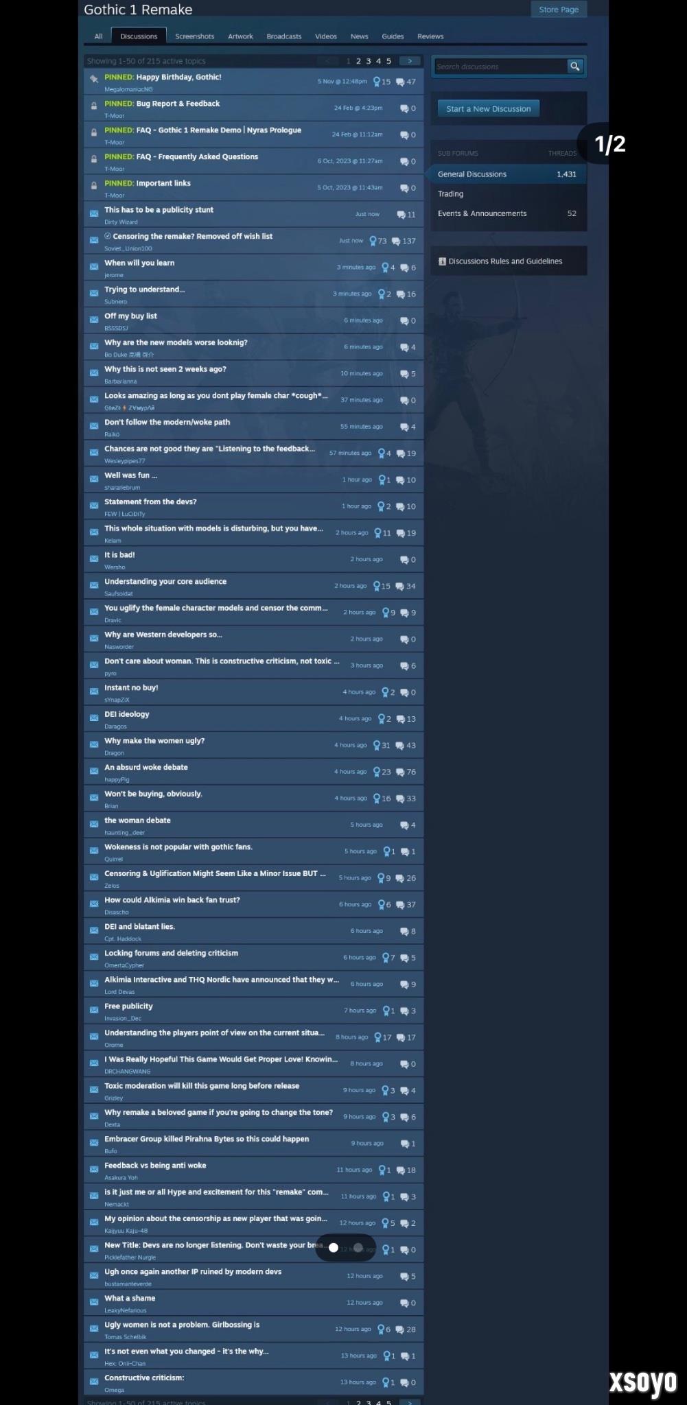 《哥特王朝：重制版》丑化女性 Steam讨论区炸了锅